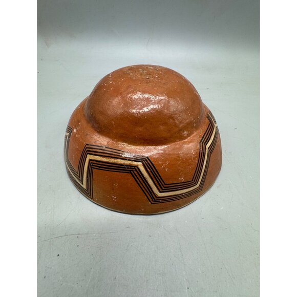 Handcrafted Geometric Pattern Terracotta Bowl 6x3" brown READ - Picture 5 of 9